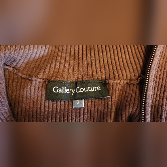 GALLERY COUTURE Designer Zip Front Sleeveless Brown Top Size Small - Picture 7 of 9